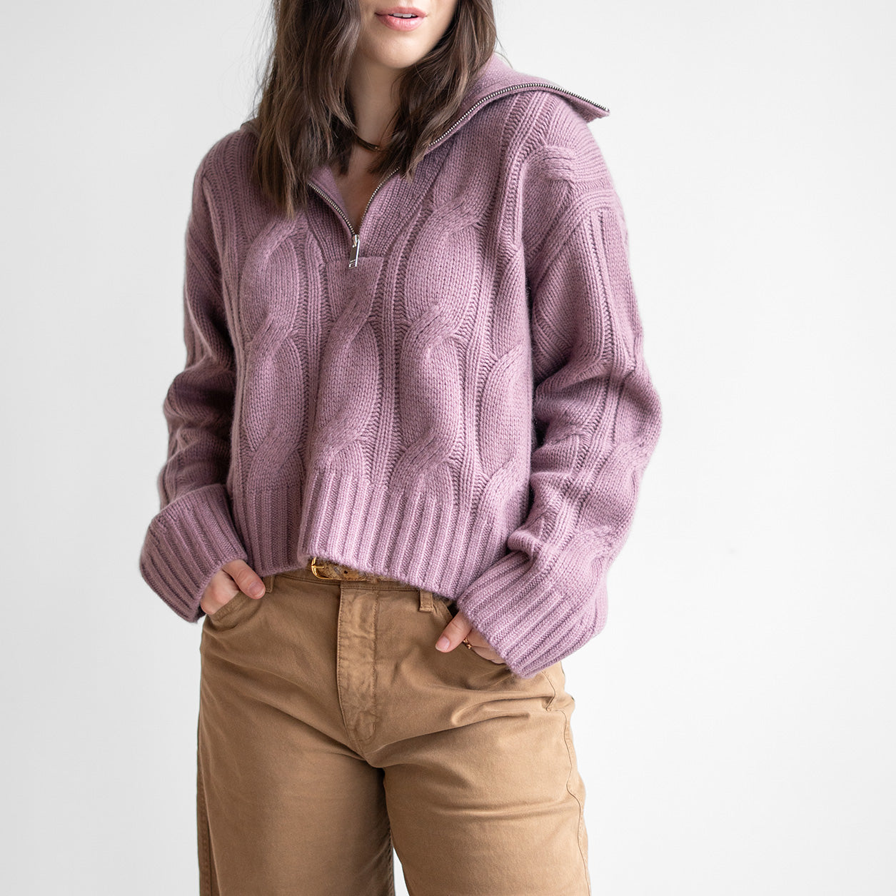 Esme Quarter Zip in Dusty Violet