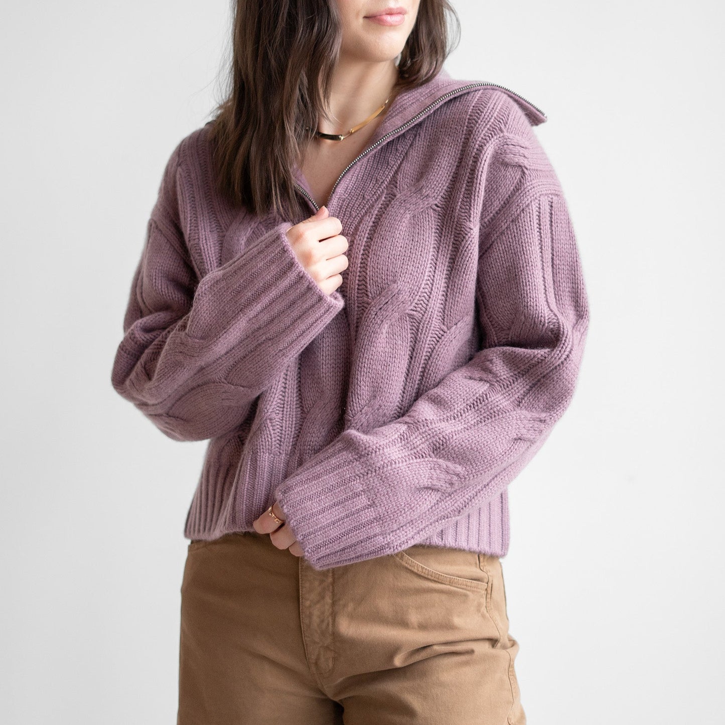Esme Quarter Zip in Dusty Violet