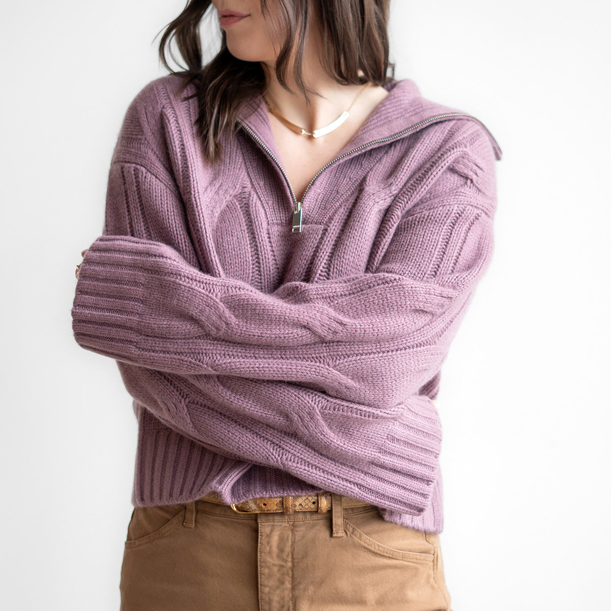 Esme Quarter Zip in Dusty Violet