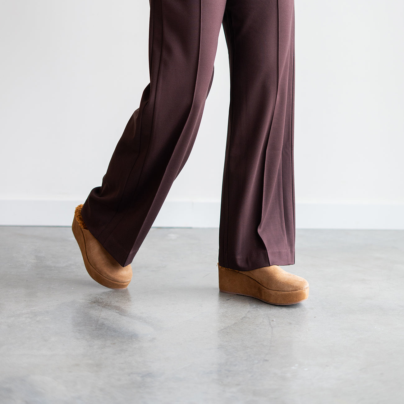 Camryn Fur Wedge in Clove