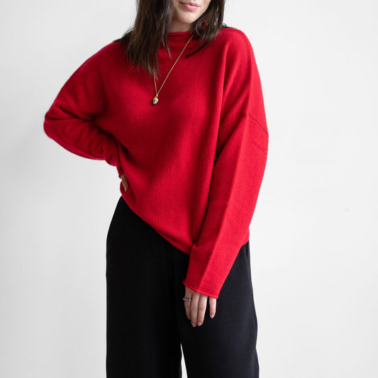 Slouchy Pullover in Crimson