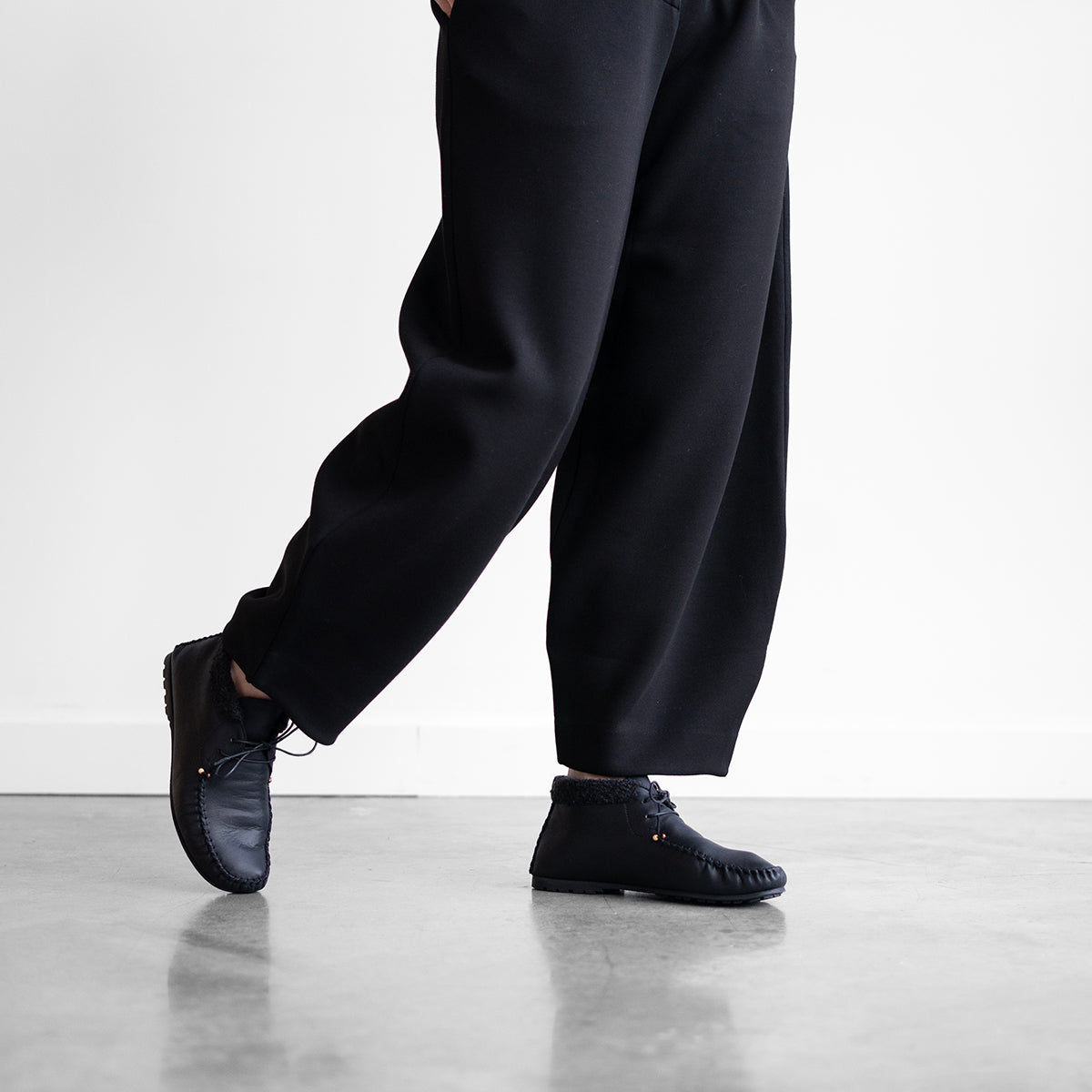 Shearling Lined Moccasin in Black