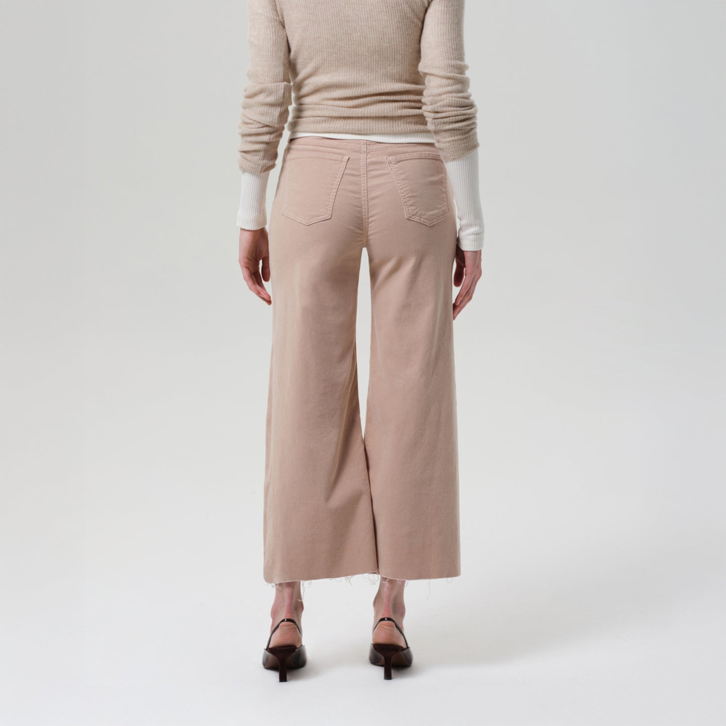 Lyra Crop in Pale Stone Corduroy