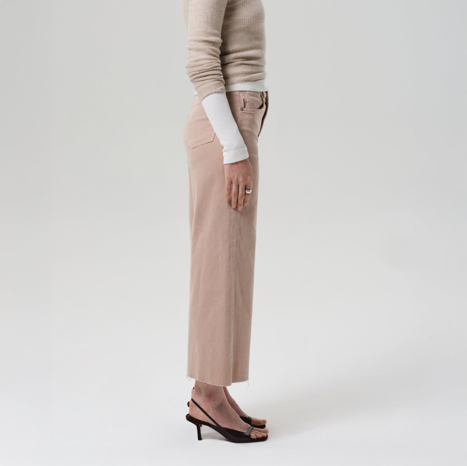 Lyra Crop in Pale Stone Corduroy