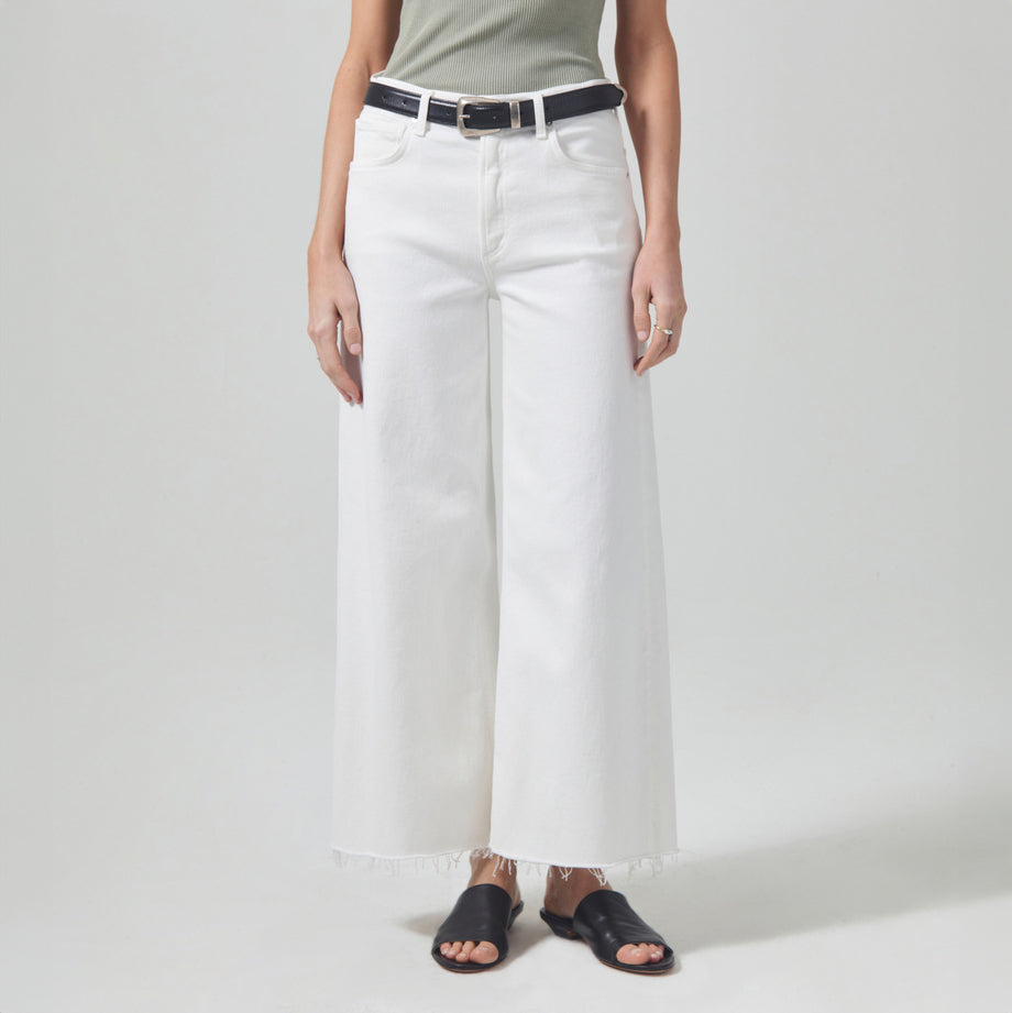 Lyra Cropped Wide Leg Jean in White