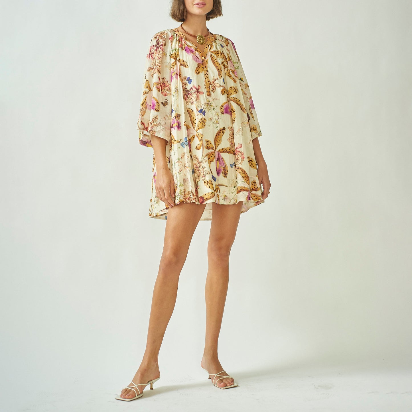 Amala Dress in White Divine Birds
