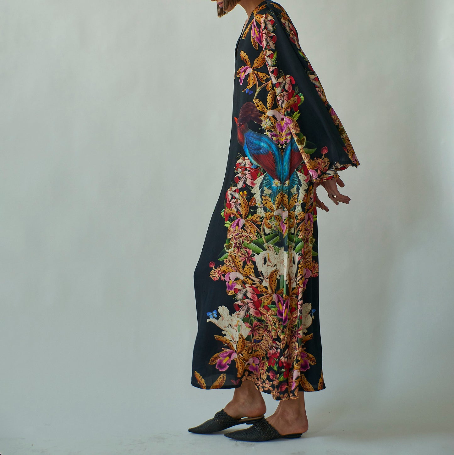 Lena Kaftan in Black Divine Birds