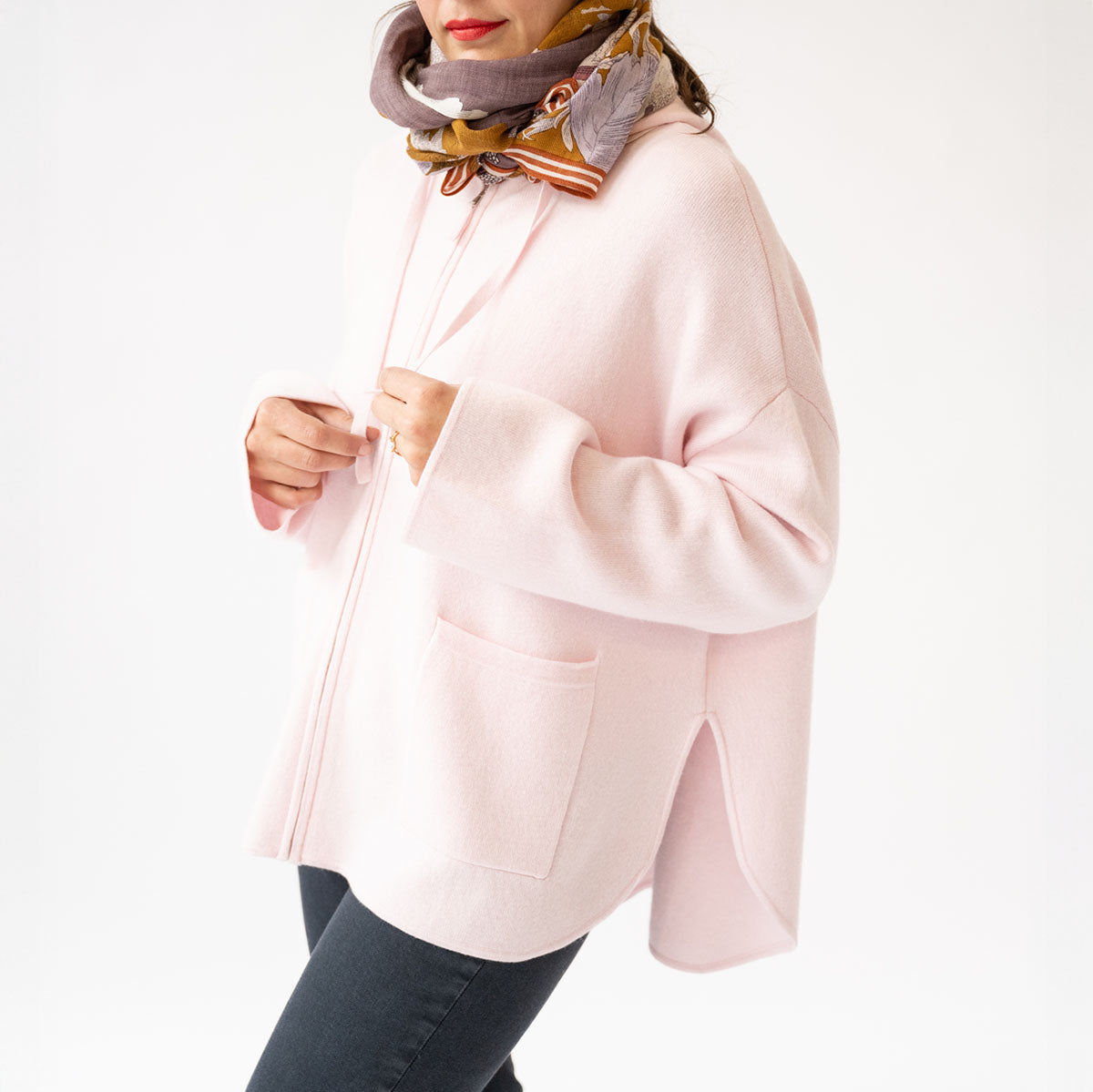 Oversized Zip Up in Rose Fondant