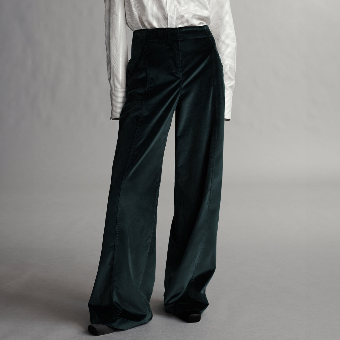 Demie Cotton Velvet Pant in Forest