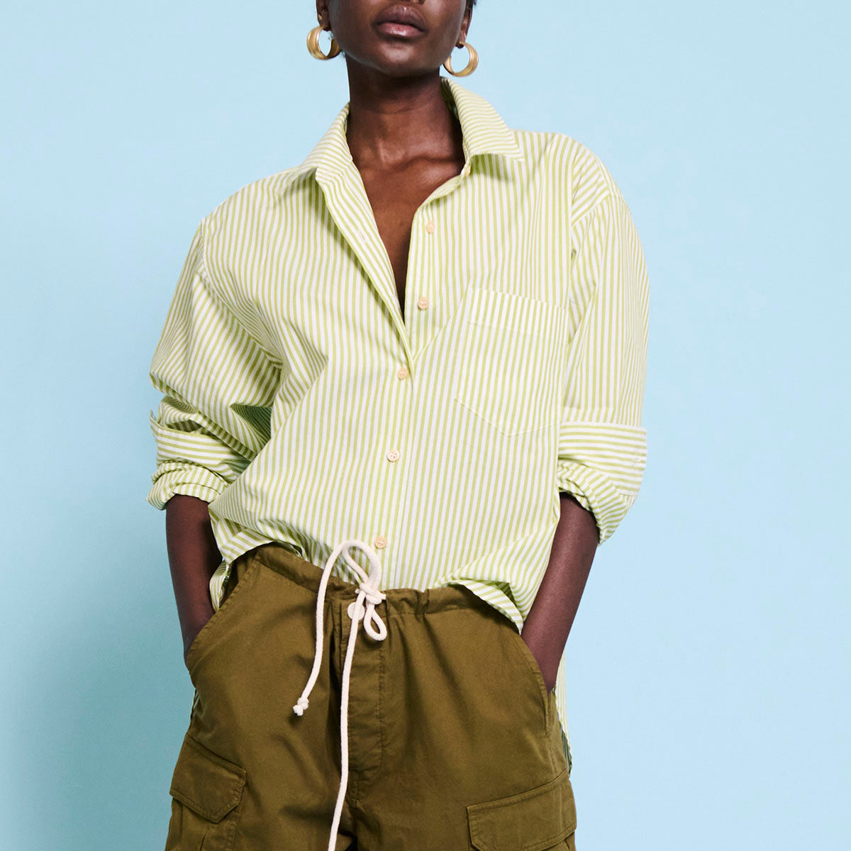 The Weekend Shirt in Lime Stripe