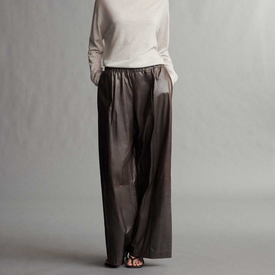 Eva Leather Trouser in Fudge