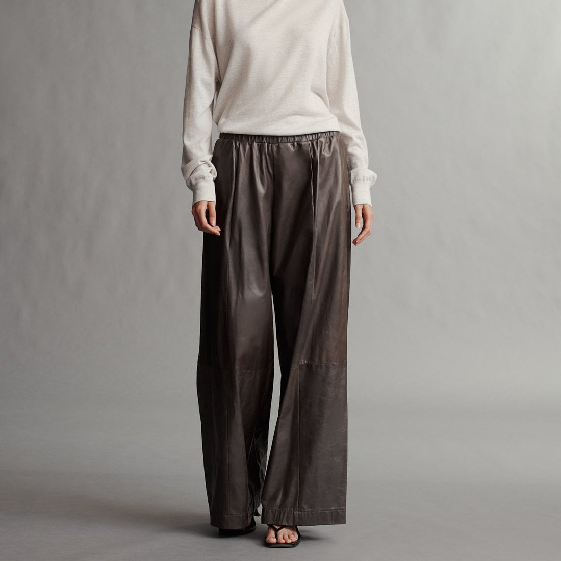 Eva Leather Trouser in Fudge