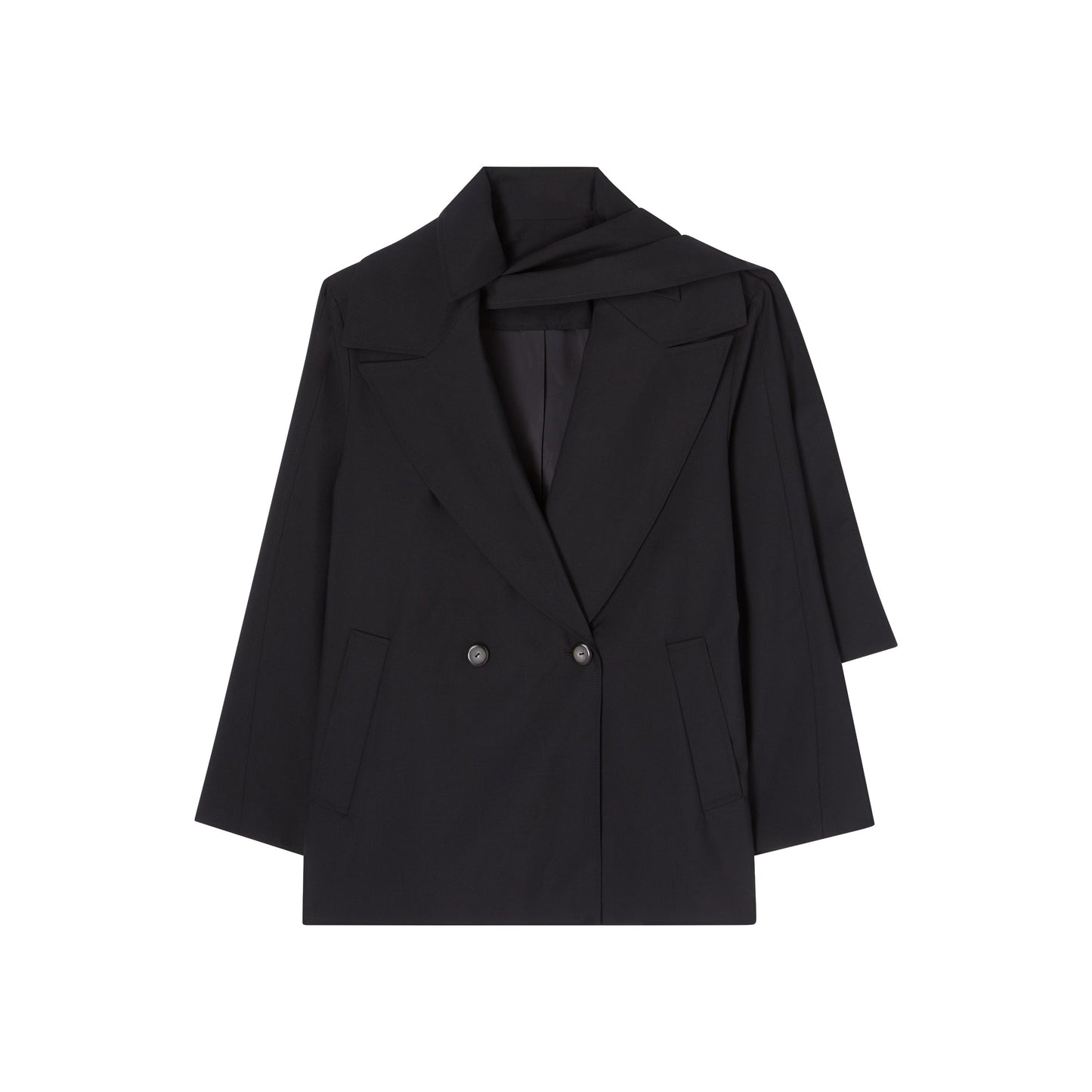 Tailored Scarf Jacket in Noir