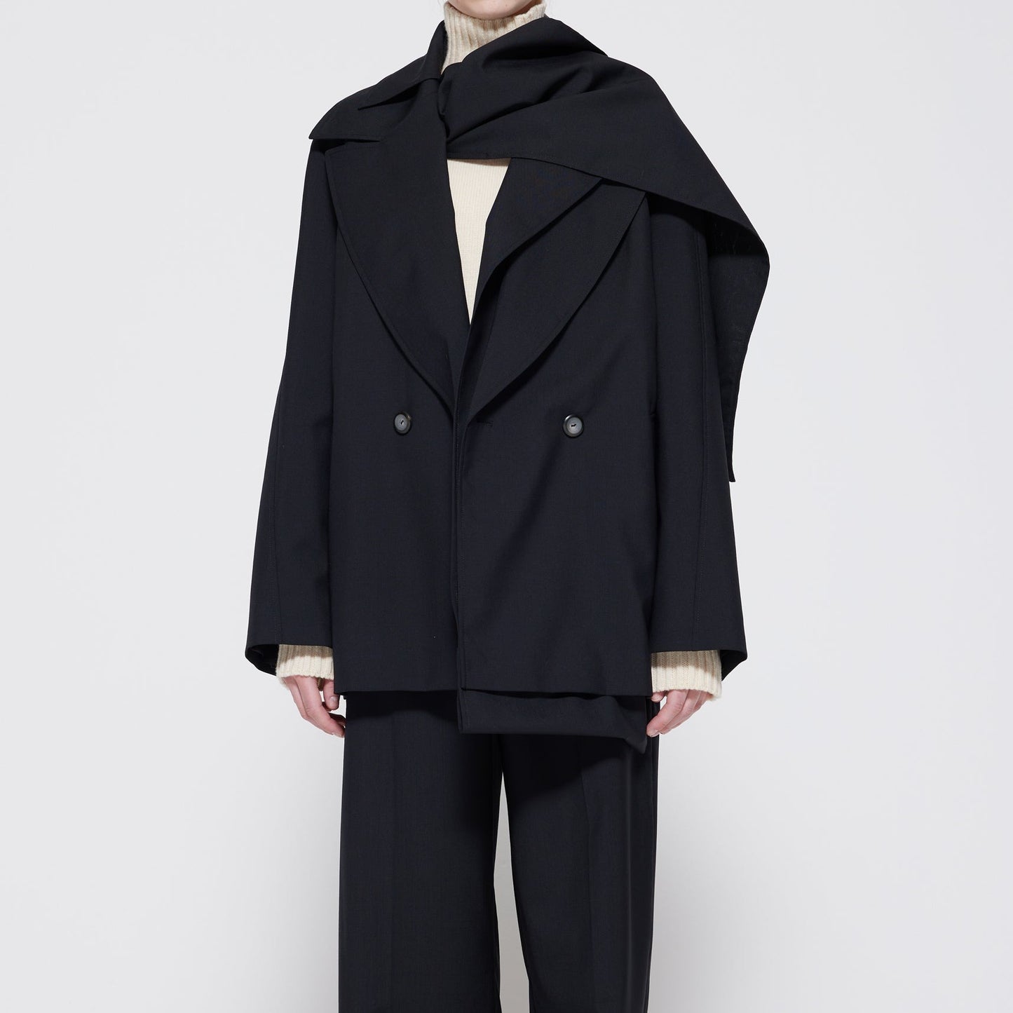 Tailored Scarf Jacket in Noir