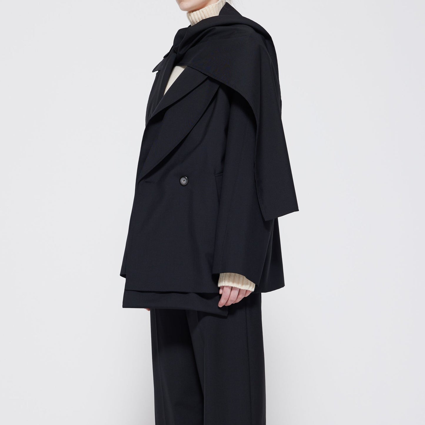 Tailored Scarf Jacket in Noir