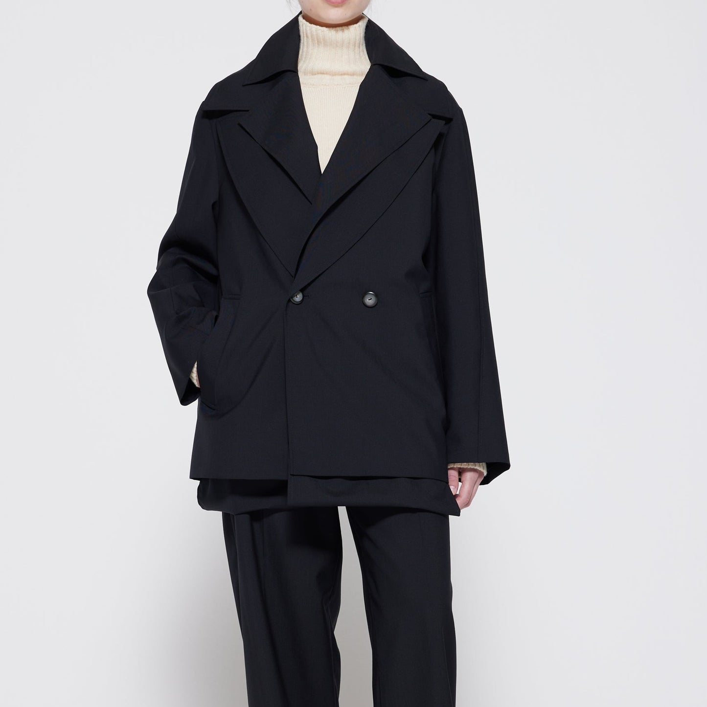 Tailored Scarf Jacket in Noir