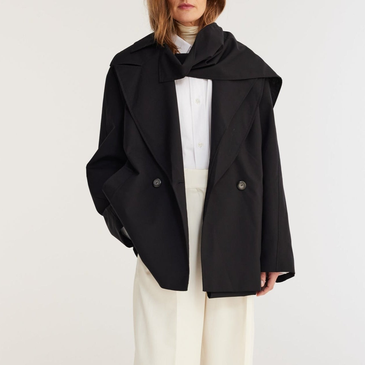 Tailored Scarf Jacket in Noir