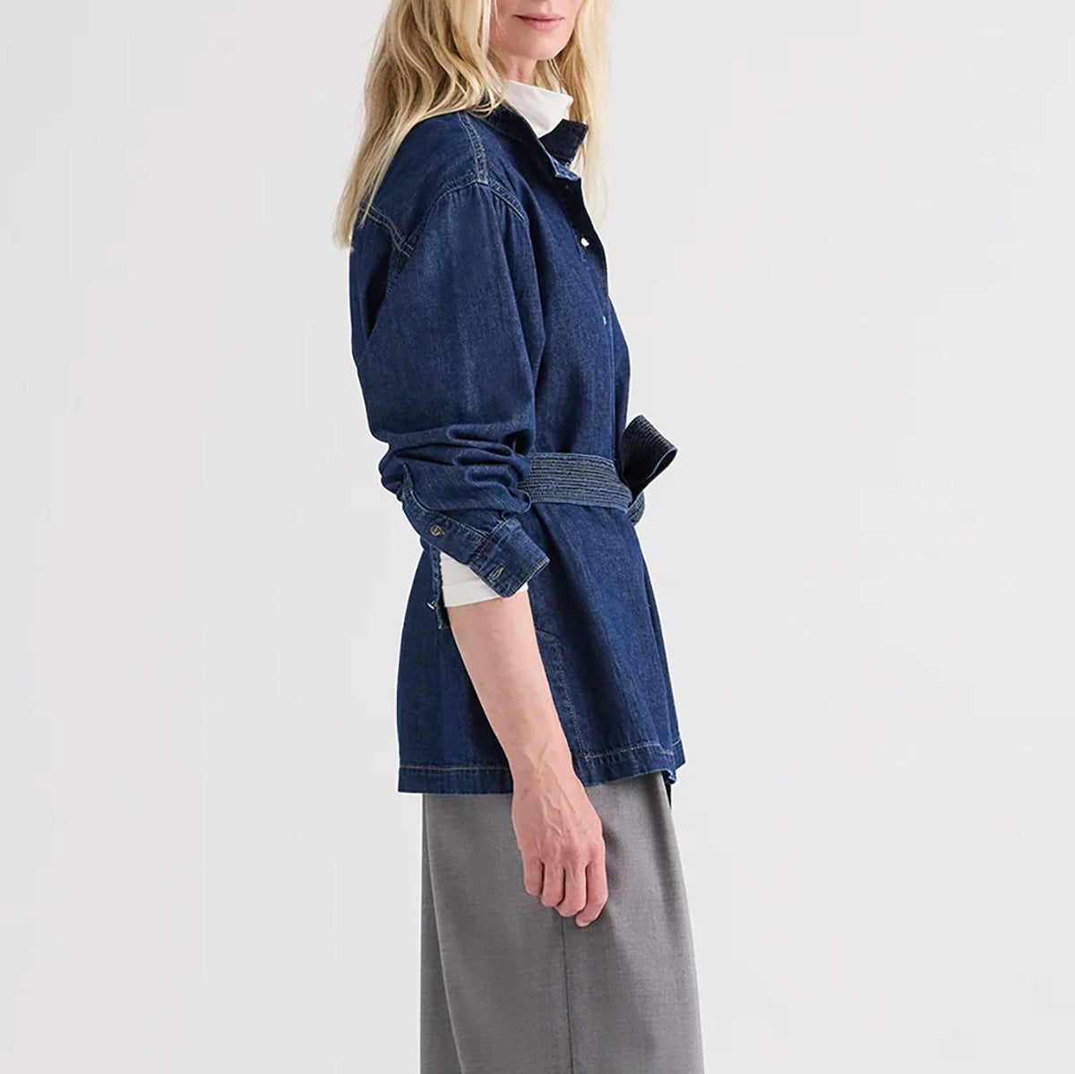 Belted Shirt in Dark Stone