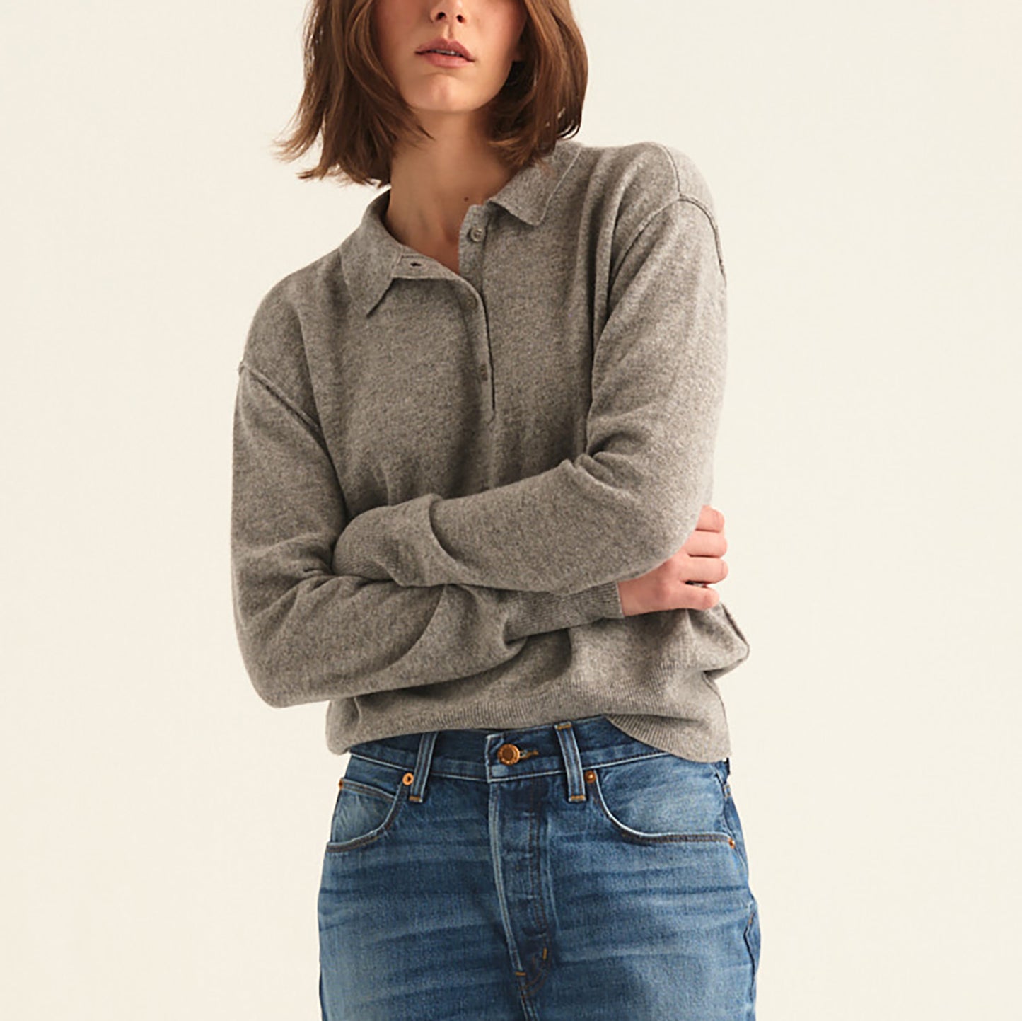 The Polo in Light Heather Grey