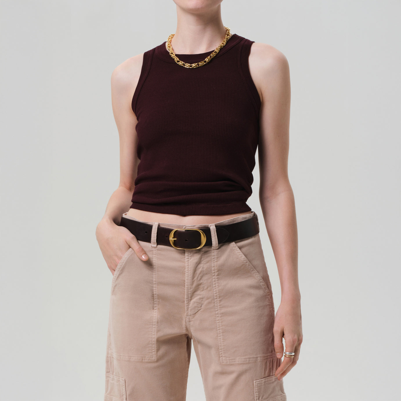 Isabel Rib Tank in Mahogany