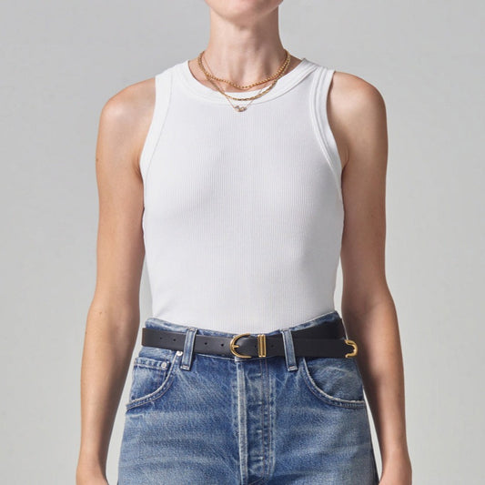 Isabel Ribbed Tank in White