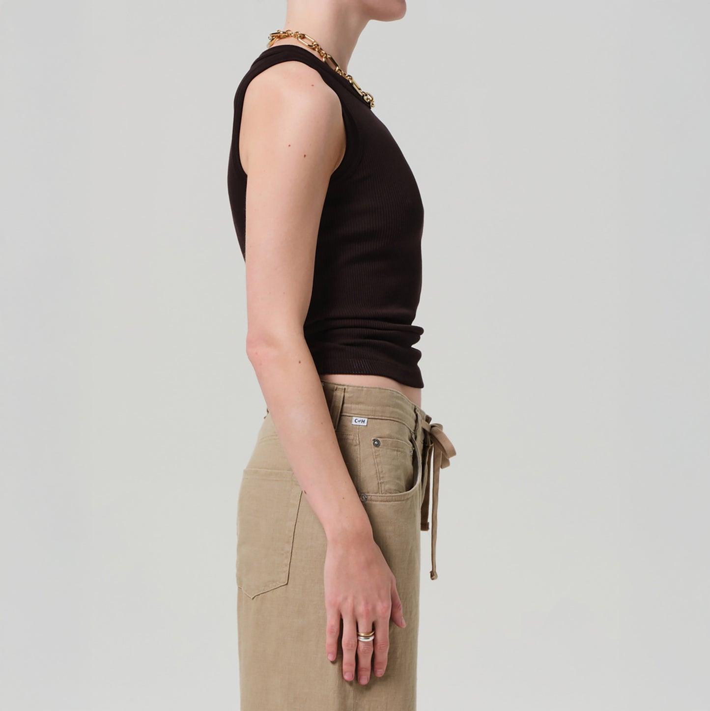 Isabel Rib Tank in Chocolate