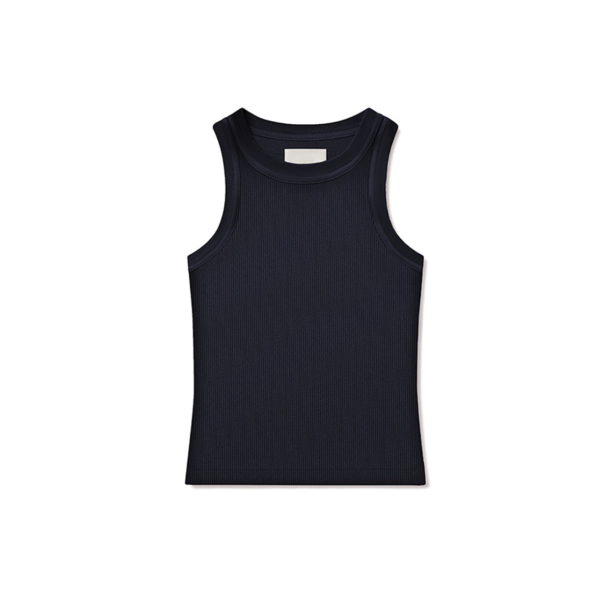 Isabel Rib Tank in Mineral Navy featuring a crew neckline and fitted body made of organic cotton and tencel blend.