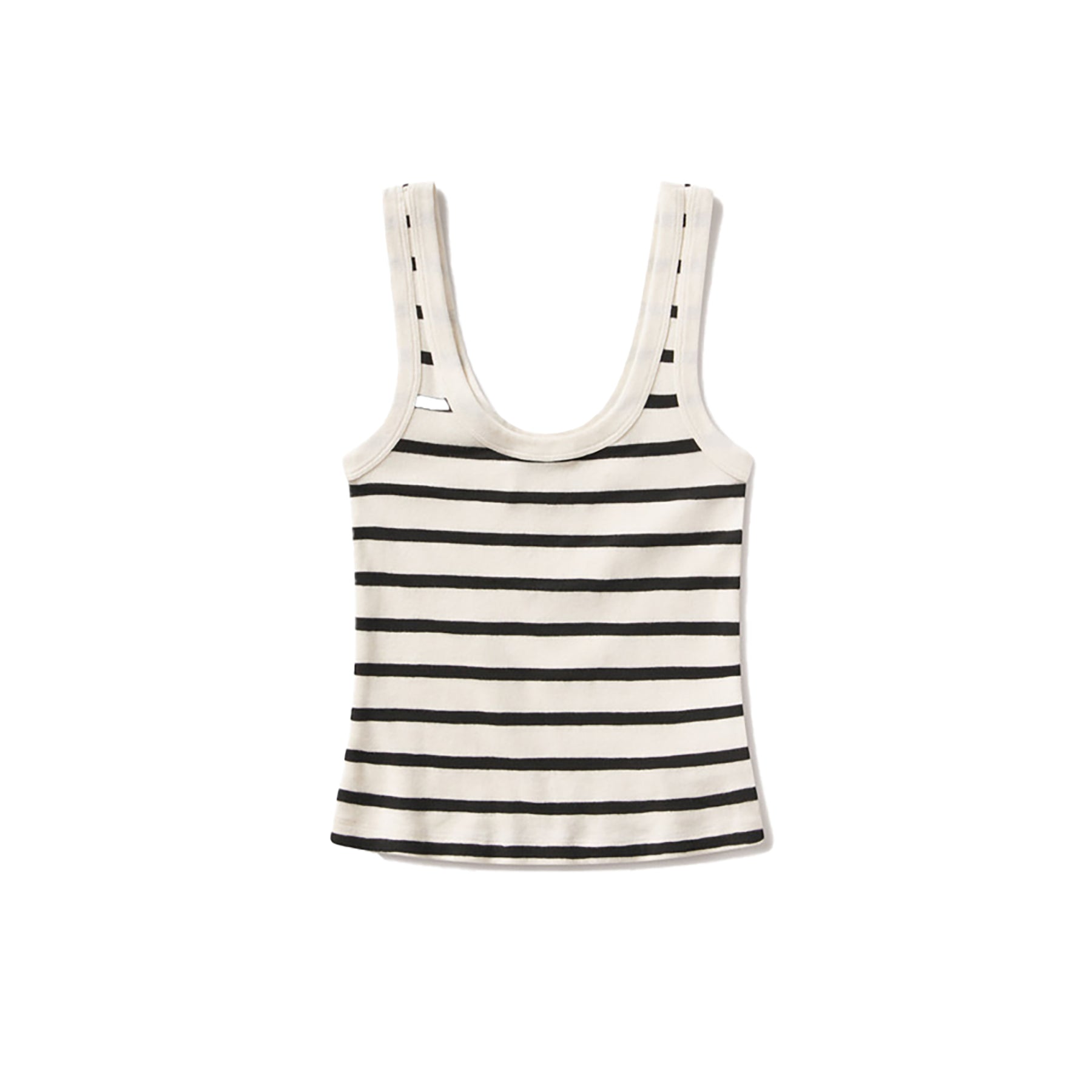 Faye Tank in Midnight Stripe, slightly cropped U-neckline tank top, made from 80% cotton and 20% polyester.