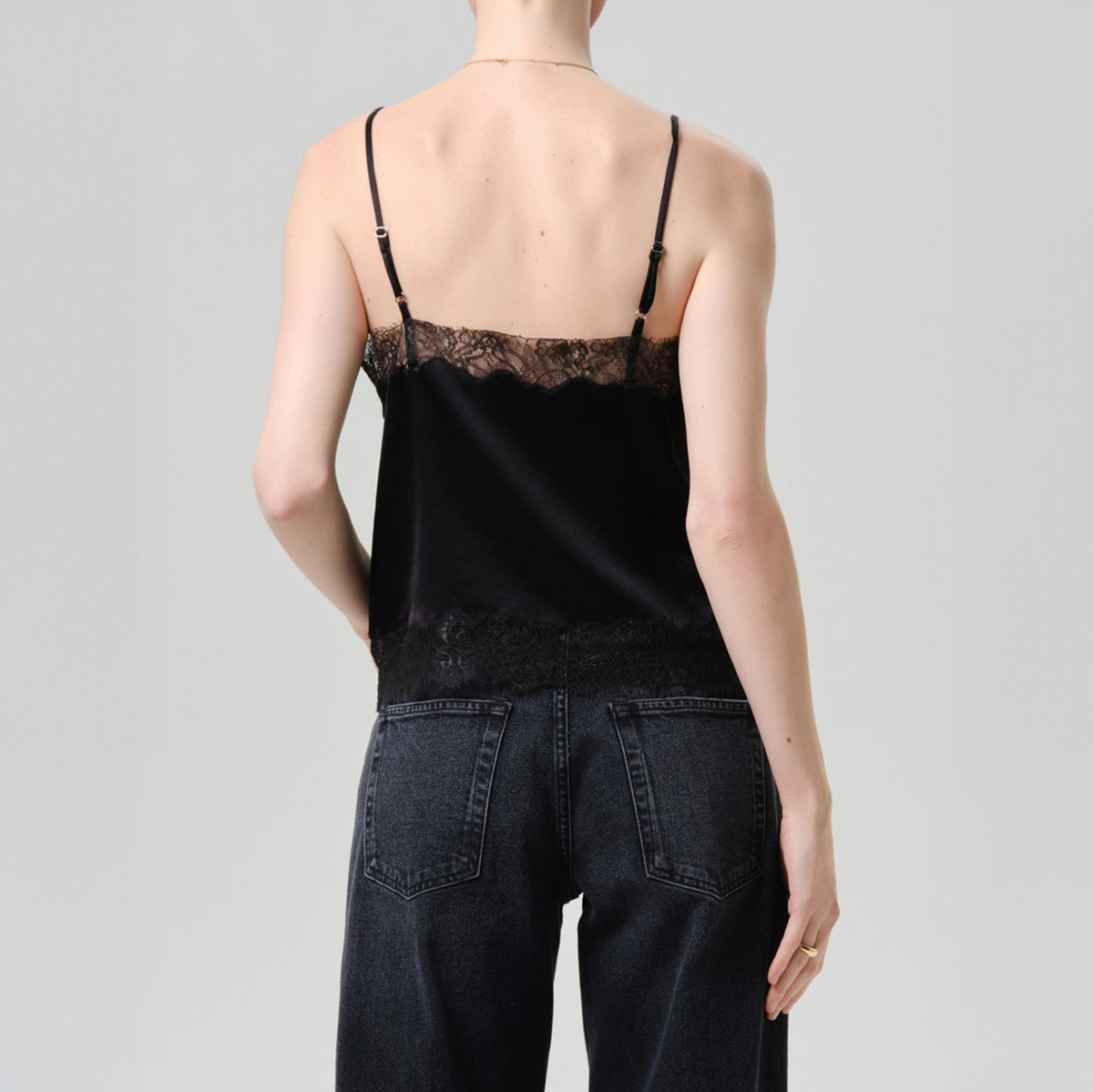 Lace Trimmed Cami in Black