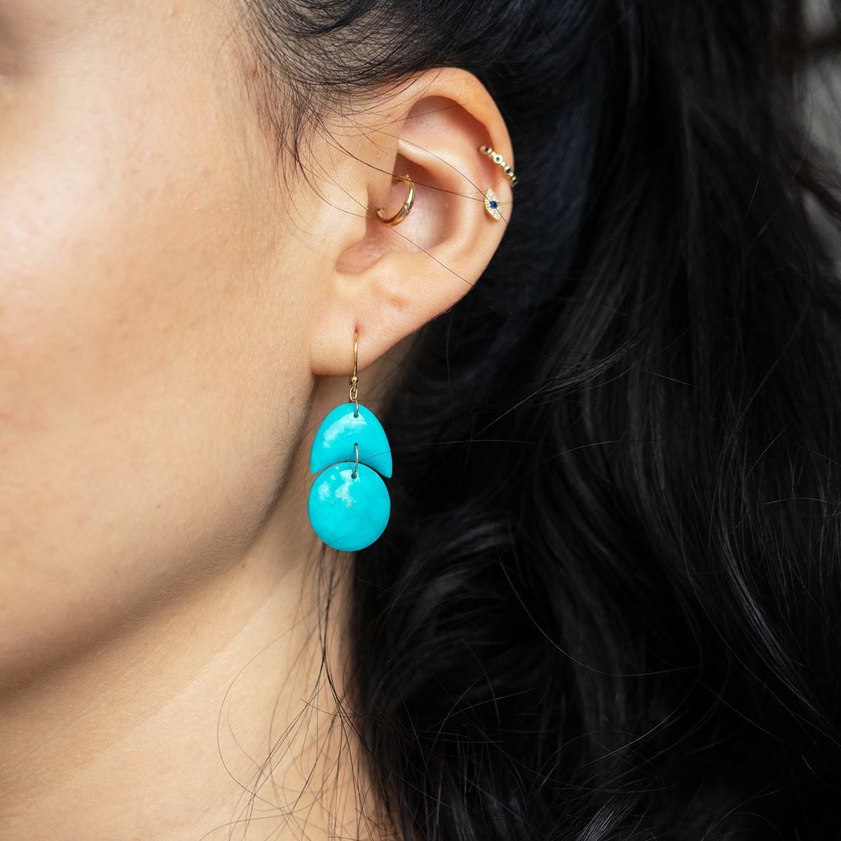 18k yellow gold Approximate length: 1.5" This earrings were made with hand cut stones in NYC ER723GGTQ