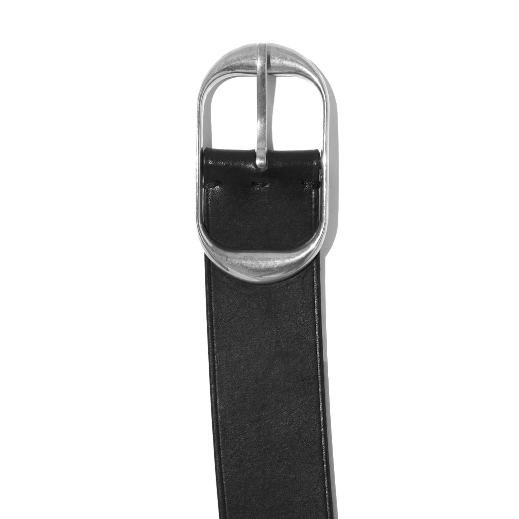 Nili Leather Belt in Black & Silver