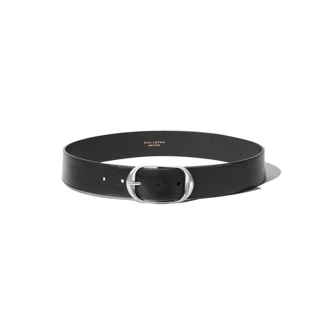 Nili Leather Belt in Black & Silver