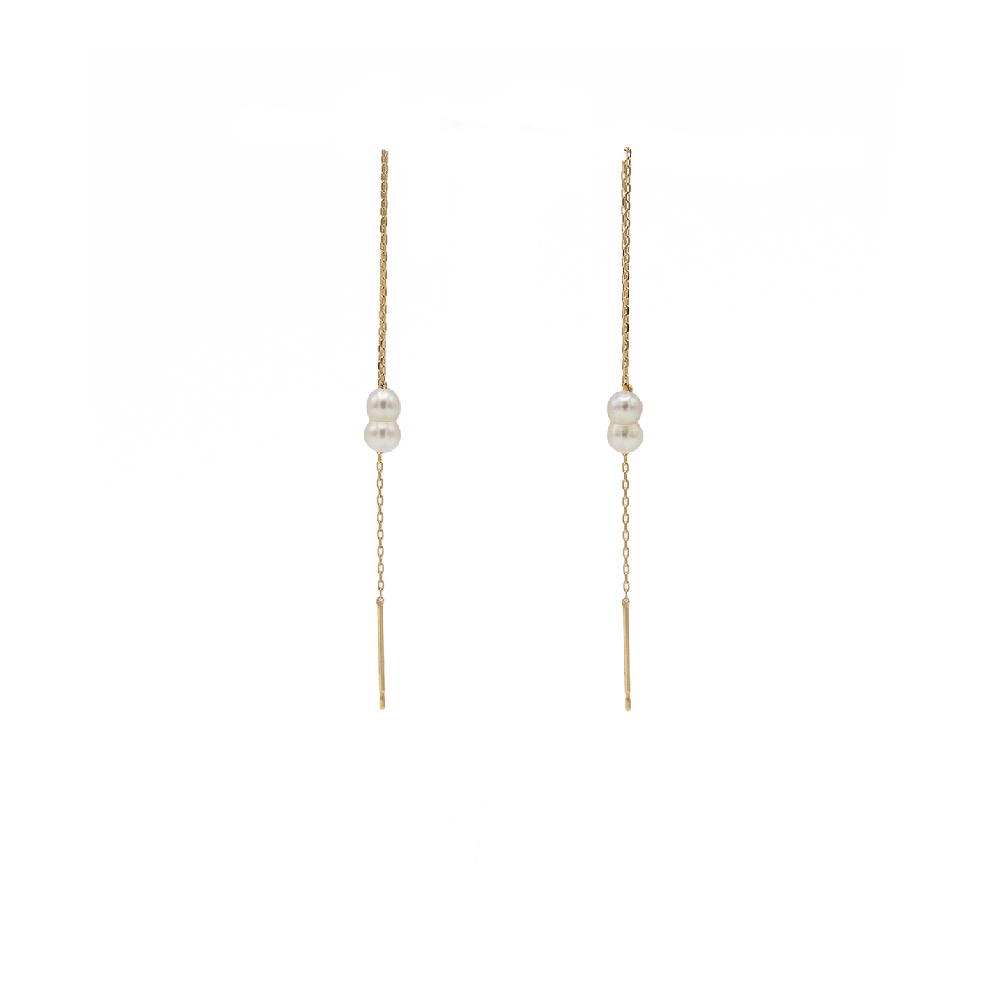 Twin Pearl Threader Earrings