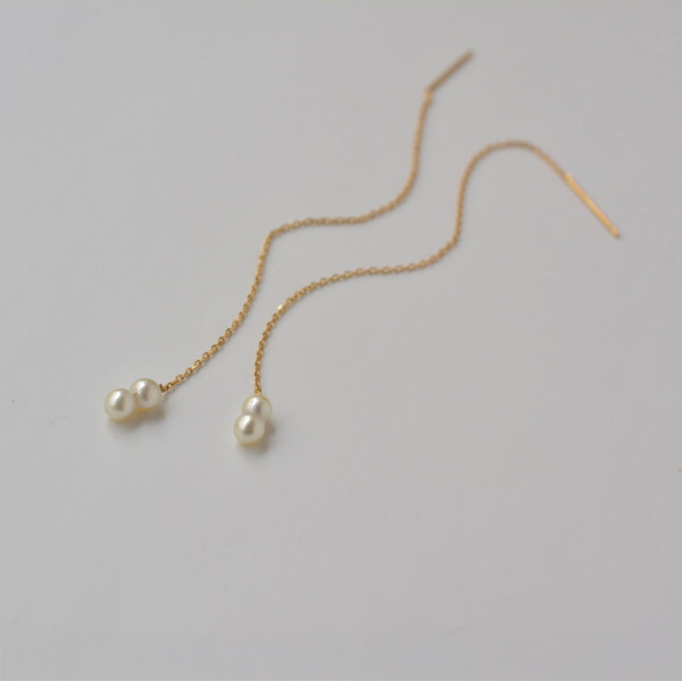 Twin Pearl Threader Earrings