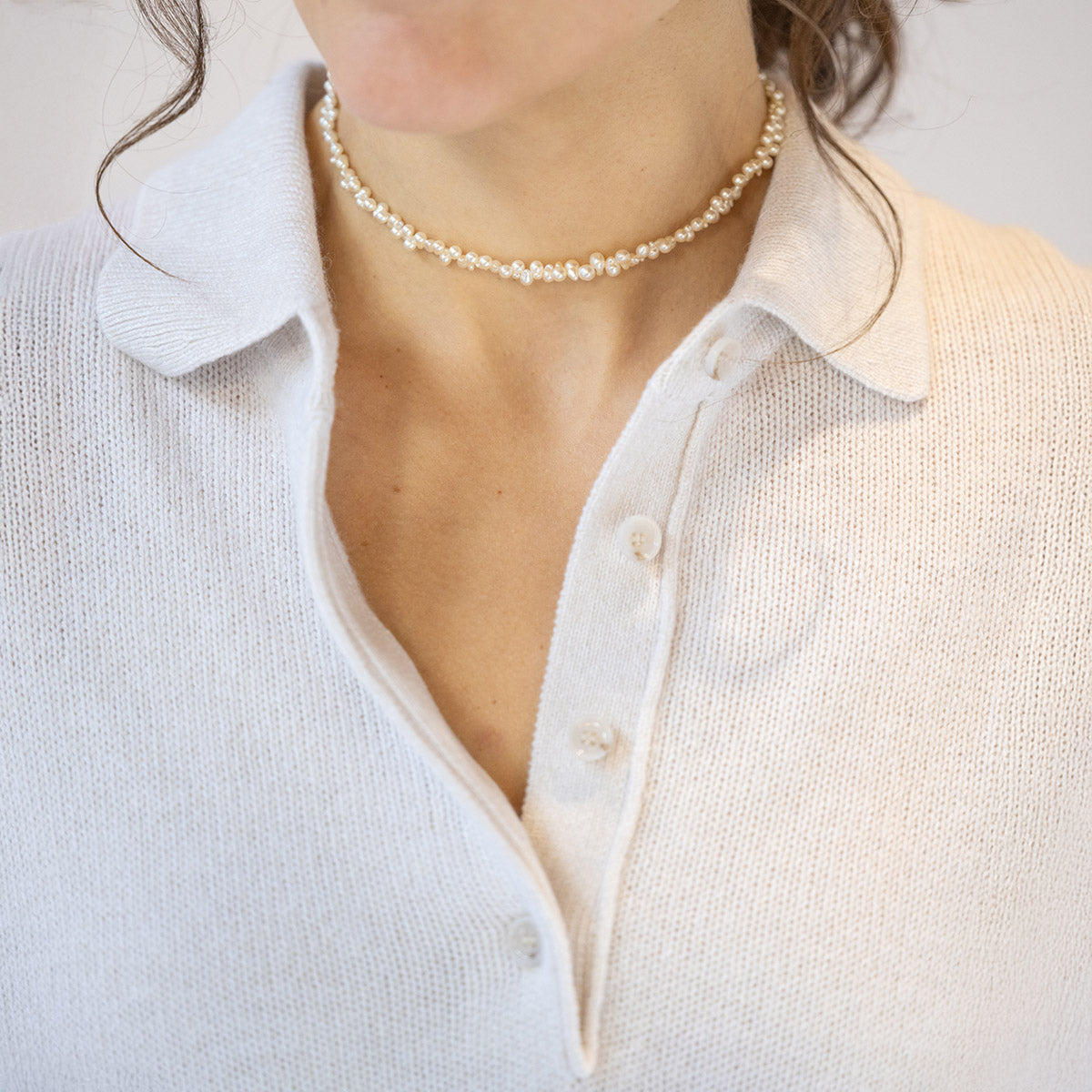 Sazare White Pearl Necklace