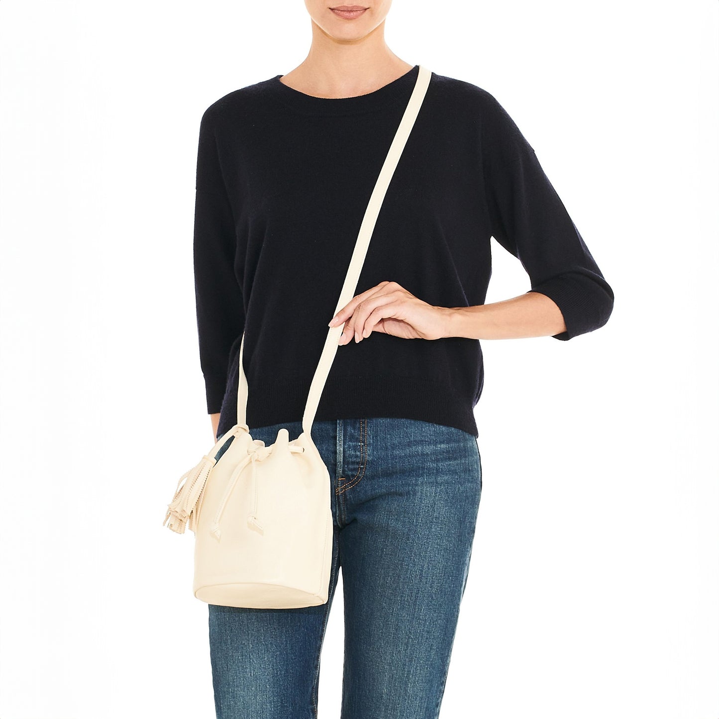 Silvia Small Bucket Bag in Bianco