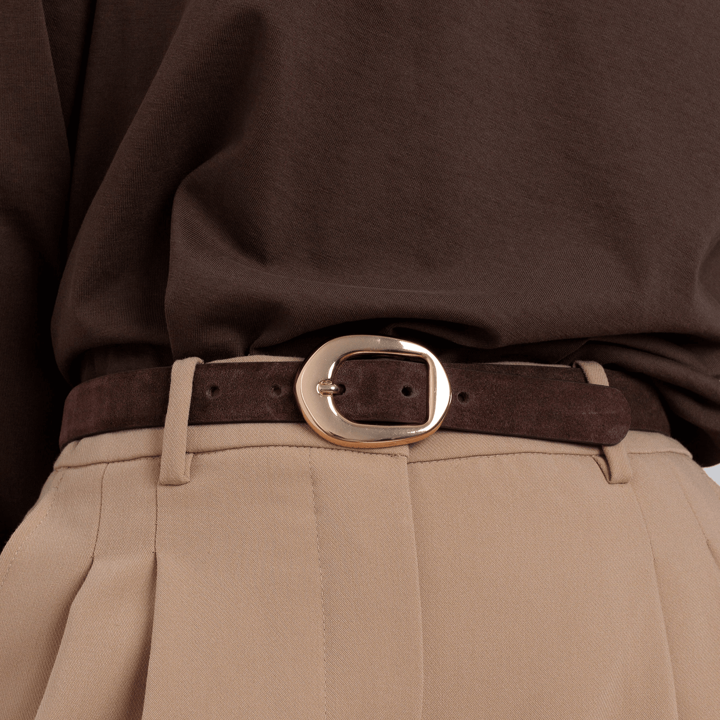 Greyson Suede Belt in Chocolate