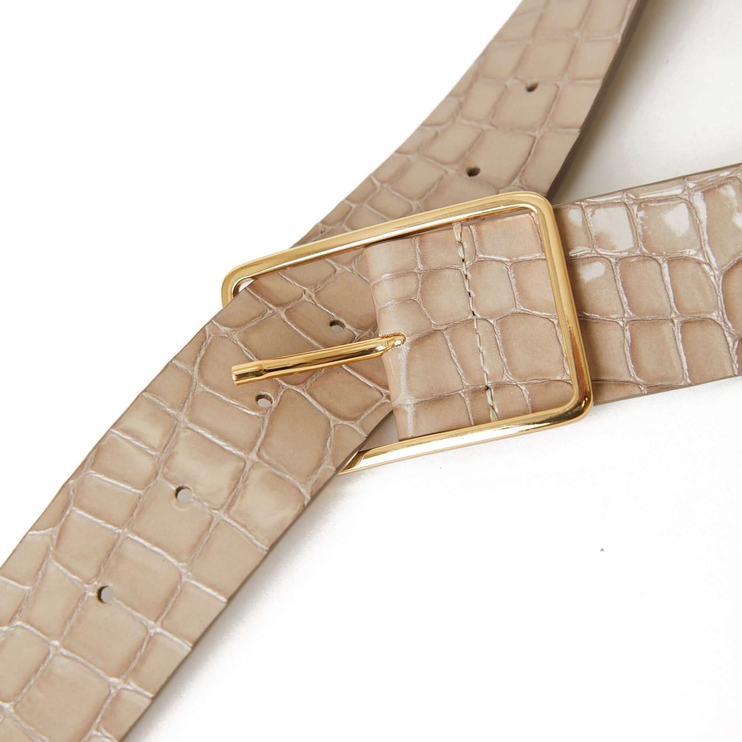 Milla Croco Luster Belt in Sand