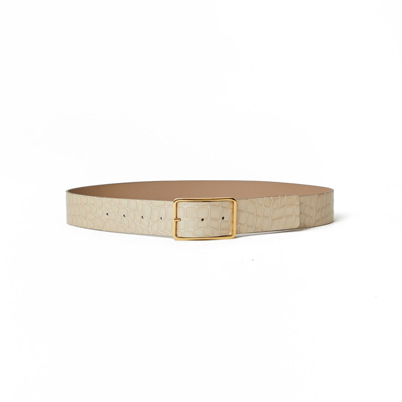 Milla Croco Luster Belt in Sand