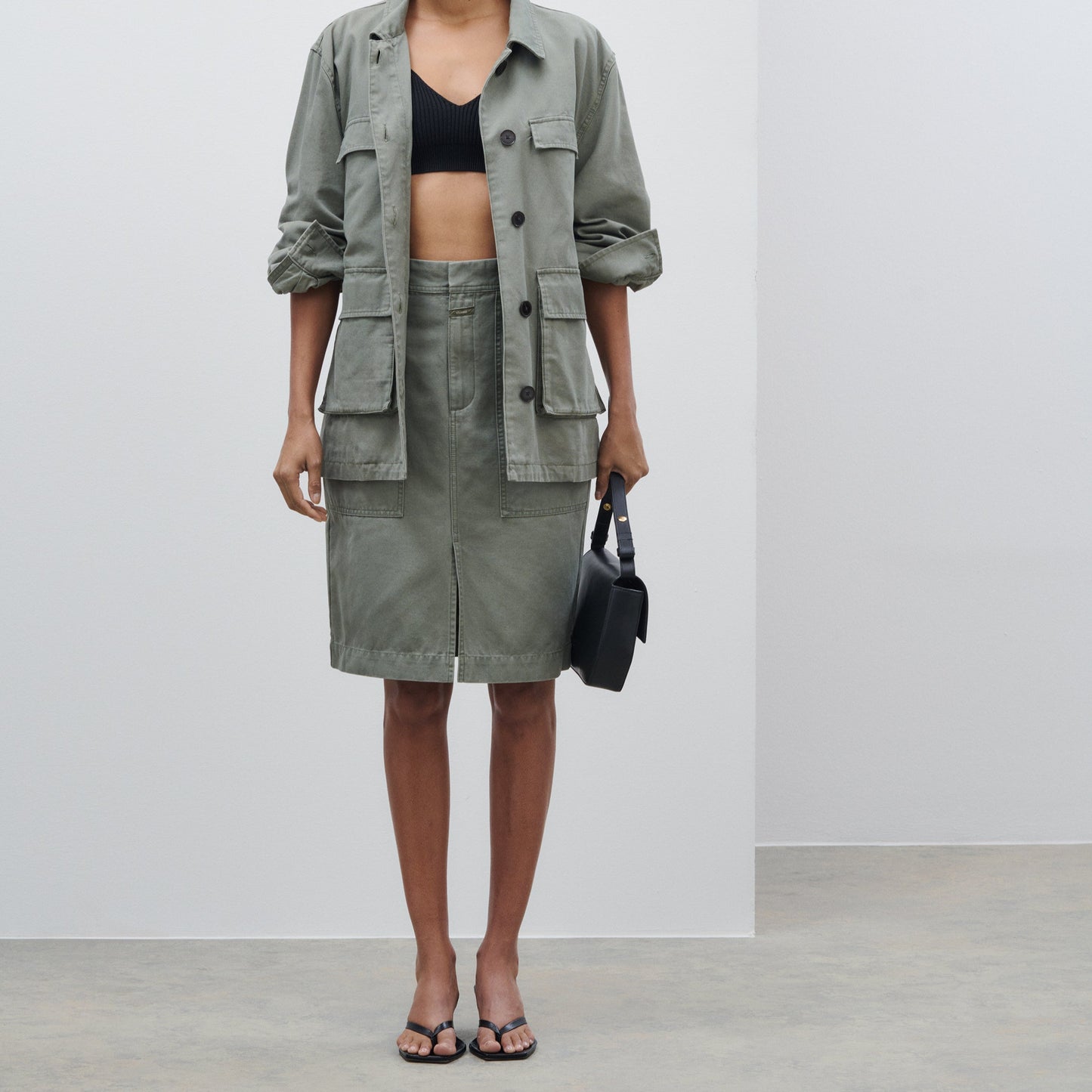 Utility Skirt in Faded Green