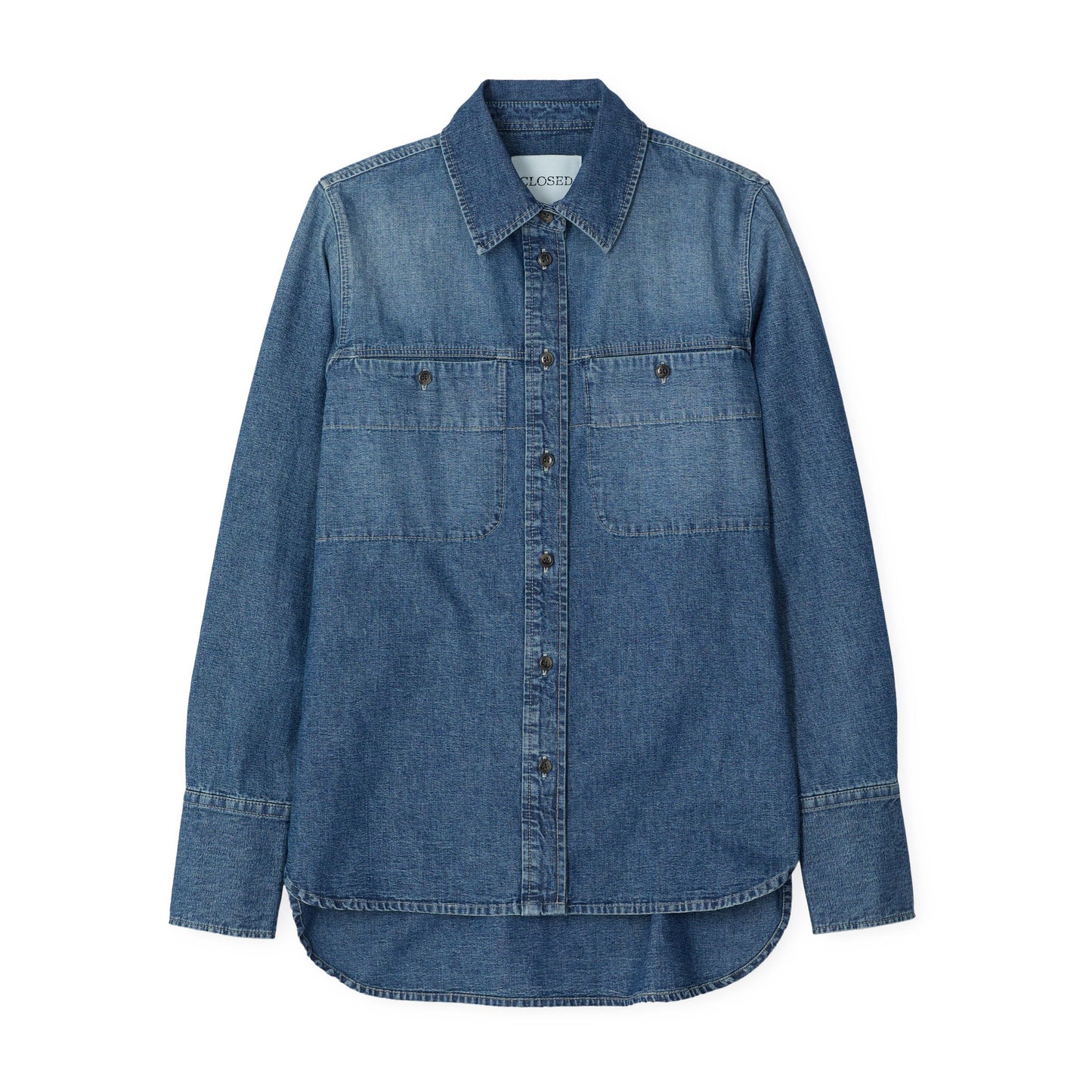 Denim Utility Shirt in Mid Blue