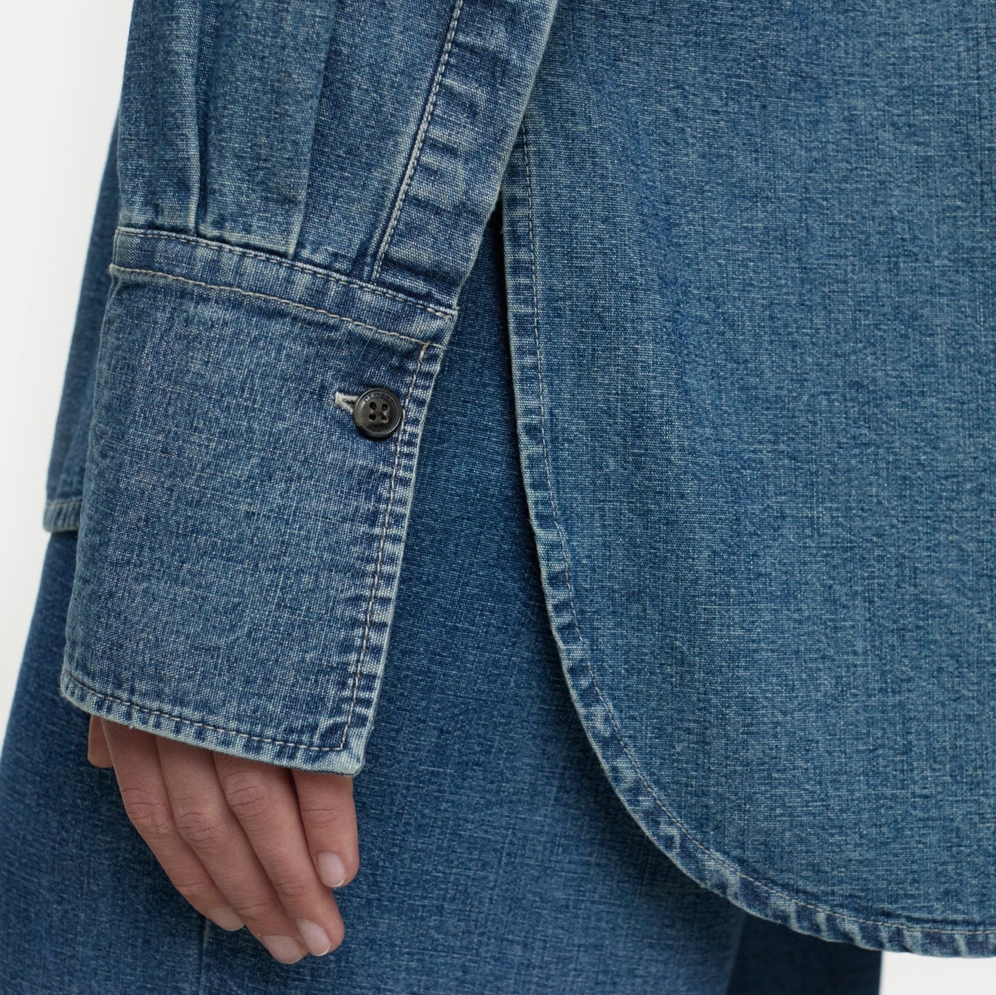Denim Utility Shirt in Mid Blue