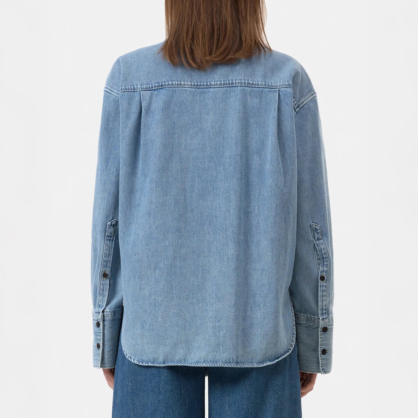 Scarf Shirt in Light Blue Denim