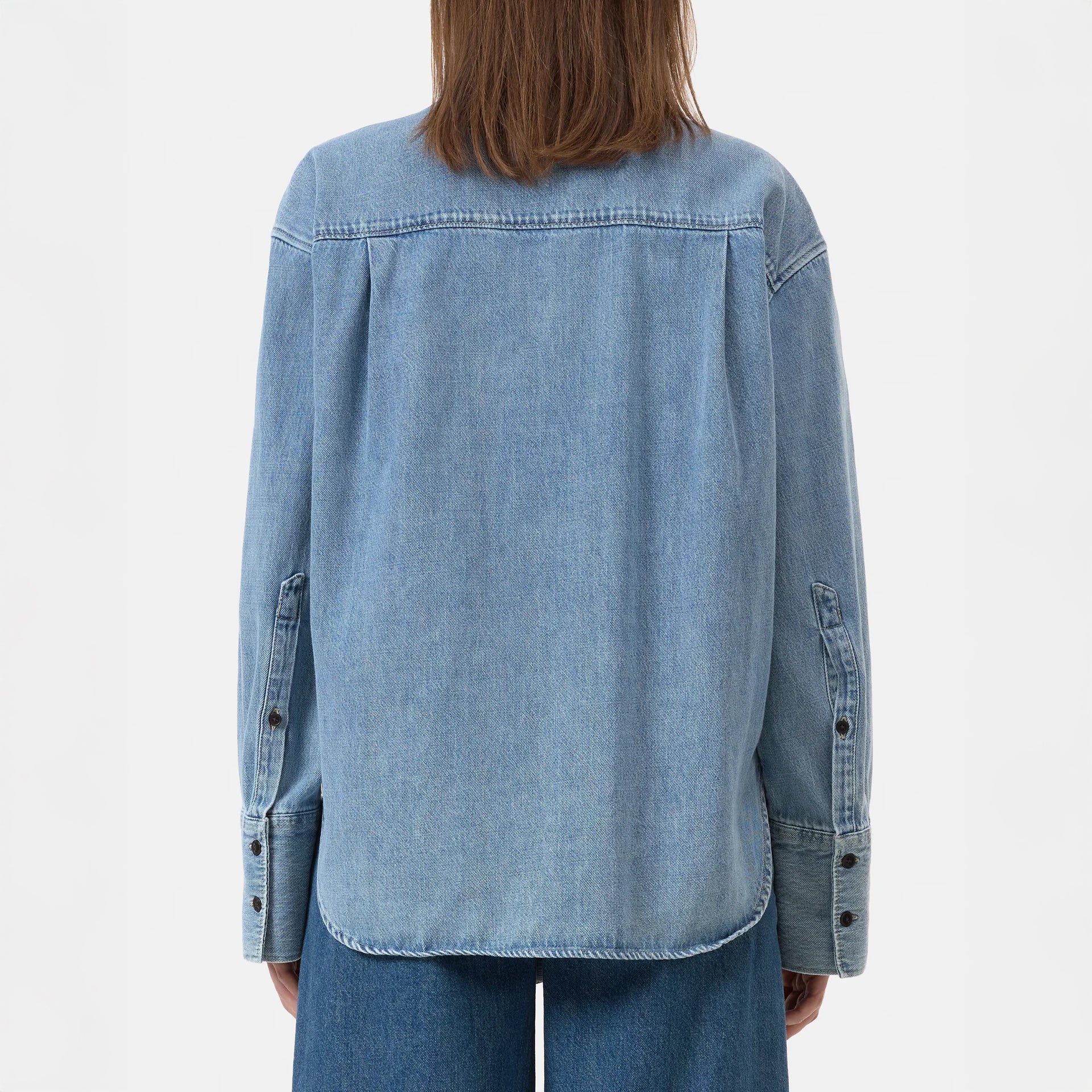 Scarf Shirt in Light Blue Denim