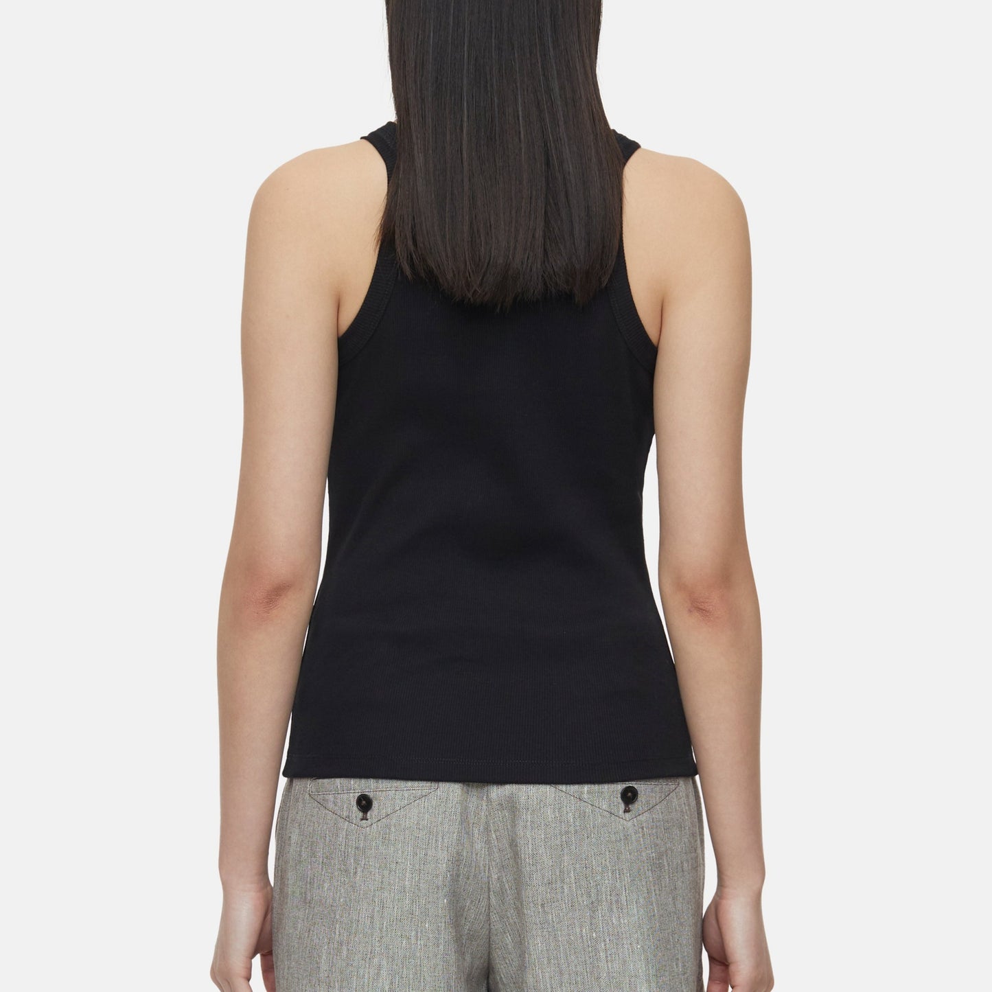 Rib Knit Racer Tank in Black