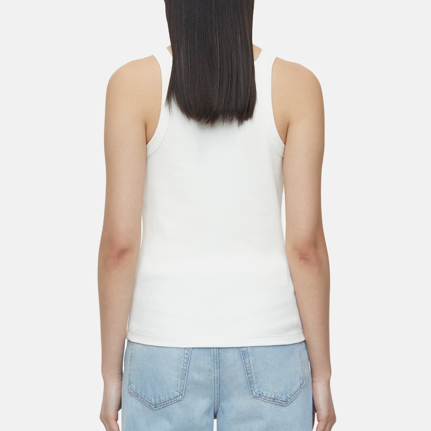 Rib Knit Racer Tank in Ivory