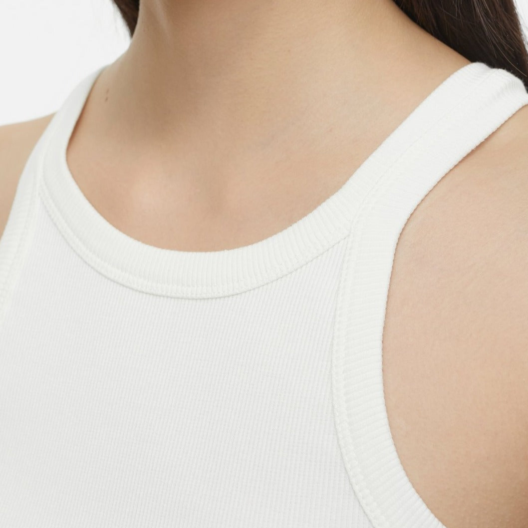 Rib Knit Racer Tank in Ivory
