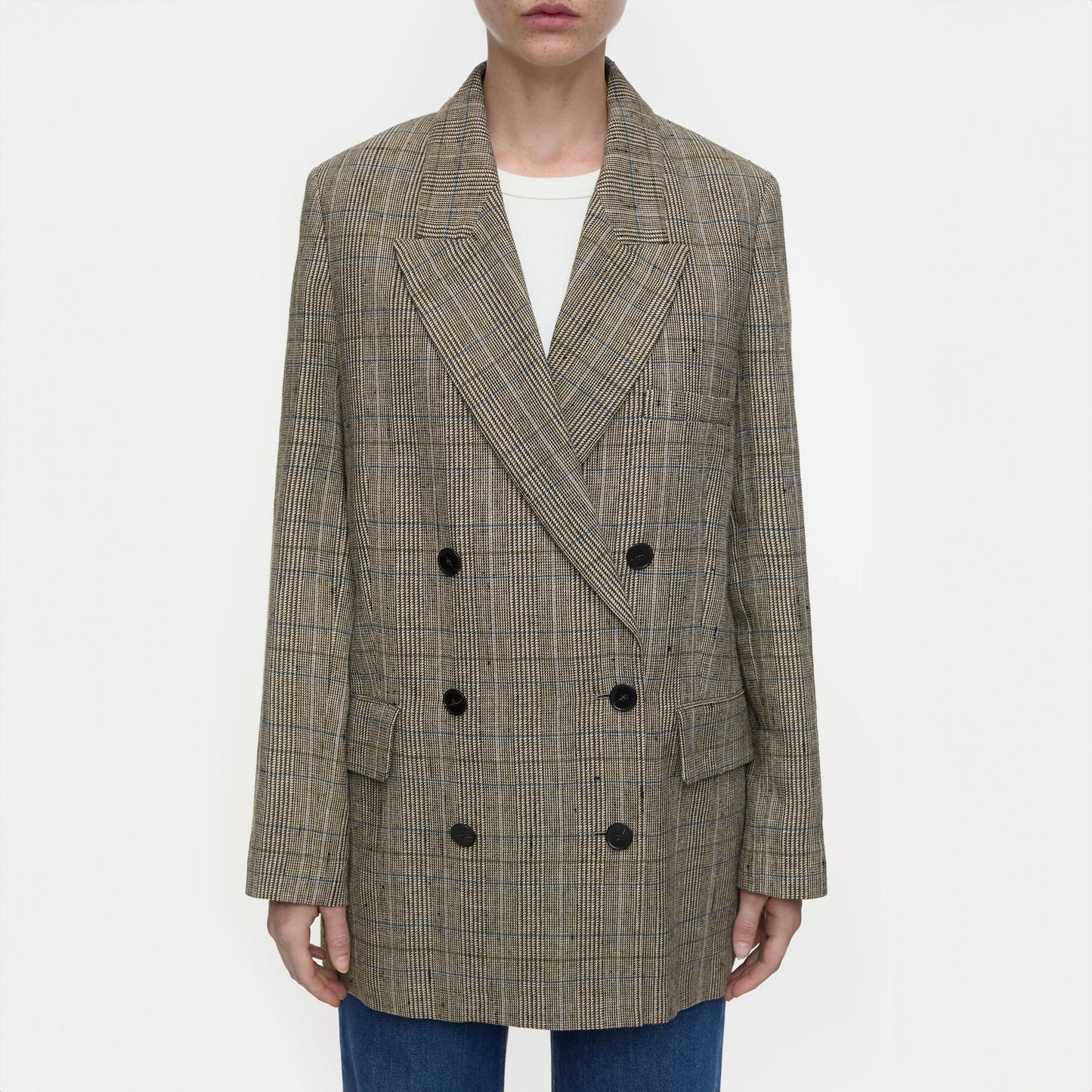Double Breasted Checked Blazer