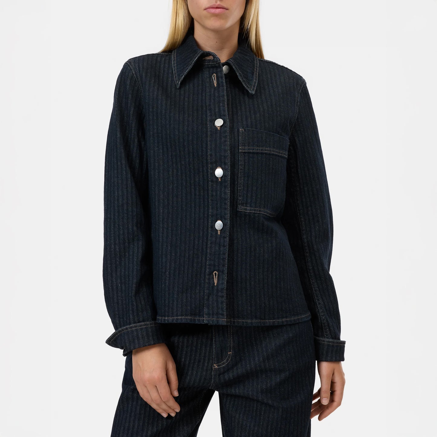 Slim Denim Jacket in Dark Blue