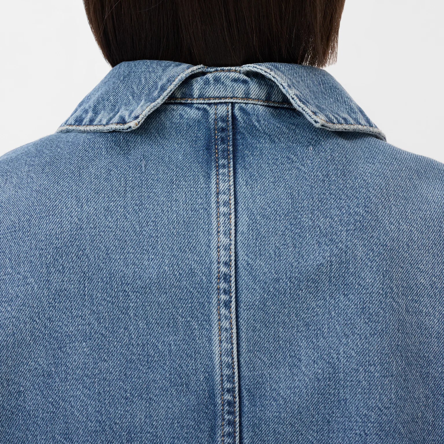 Denim Shacket in Mid Blue